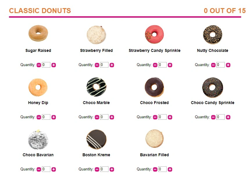 Dunkin Classic Donuts List with picture